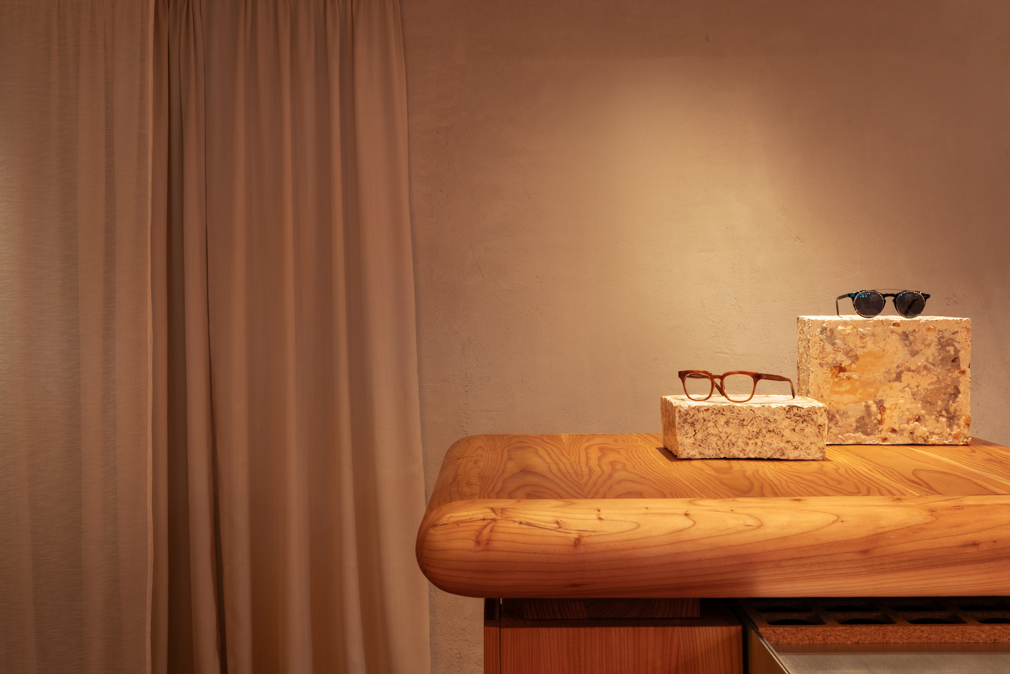 MONC, Monmouth Street — joinery counter and eyewear display